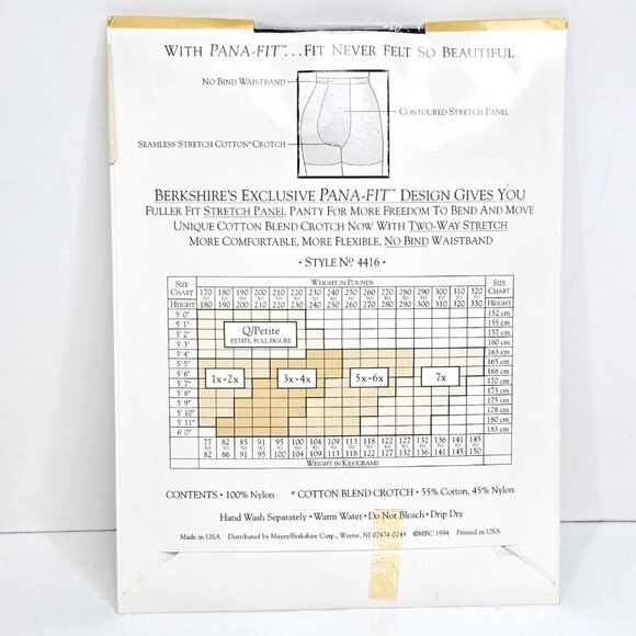 Vintage Berkshire Pantyhose Plus Size Queen 1X Off Black Nylon Sandalfoot - Picture 5 of 7